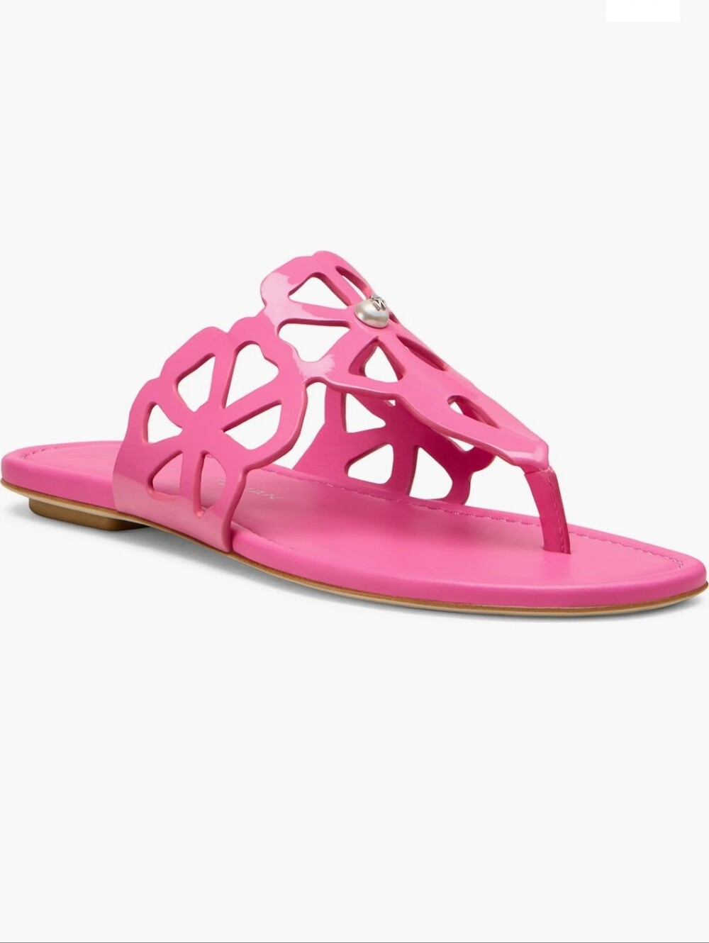 Stuart Weitzman Jasmine Laser-Cut Thong Sandals